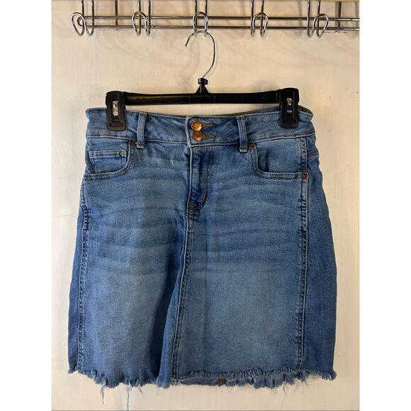 Maurices stretch denim jean skirt small S raw hems nwot rn#51783 - Picture 3 of 9
